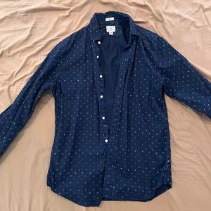 Men's Blue Long Sleeve Button Up Shirt